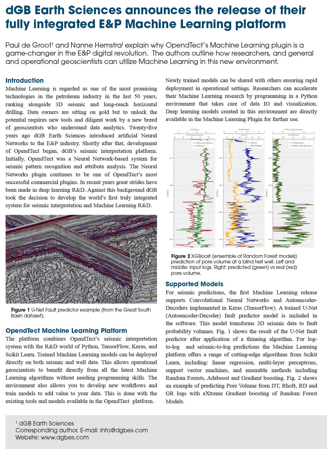 Press release Machine Learning Platform -Click for PDF